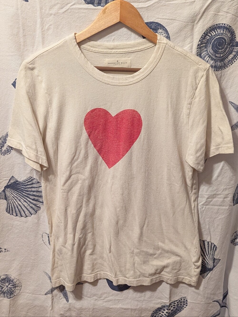 Imogene And Willie The Heart Tee In Cream Size Medium